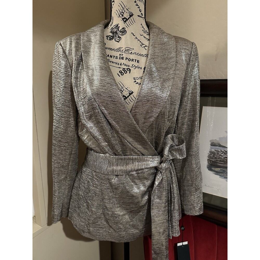 Perfect For The Holiday Season Adrianna Papell Metallic Wrap Top Sz14 RET $139